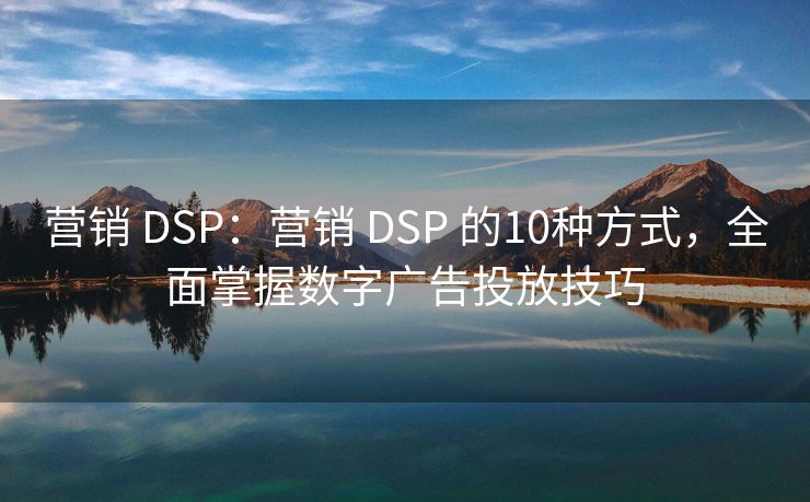 營銷 DSP：營銷 DSP 的10種方式，全面掌握數(shù)字廣告投放技巧