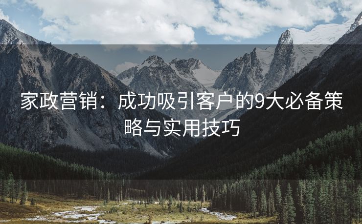 家政營(yíng)銷：成功吸引客戶的9大必備策略與實(shí)用技巧