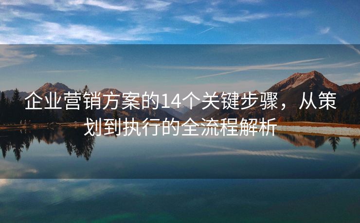 企業(yè)營銷方案的14個(gè)關(guān)鍵步驟，從策劃到執(zhí)行的全流程解析