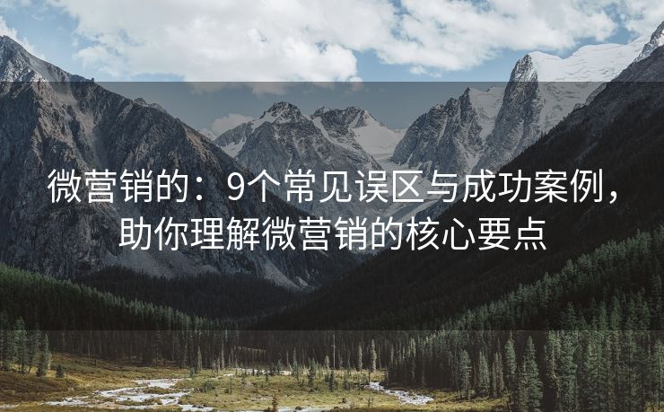 微營銷的：9個(gè)常見誤區(qū)與成功案例，助你理解微營銷的核心要點(diǎn)
