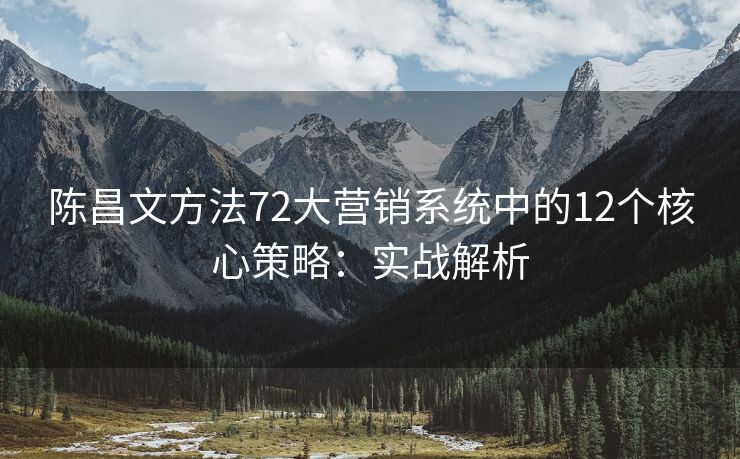陳昌文方法72大營銷系統(tǒng)中的12個核心策略：實戰(zhàn)解析